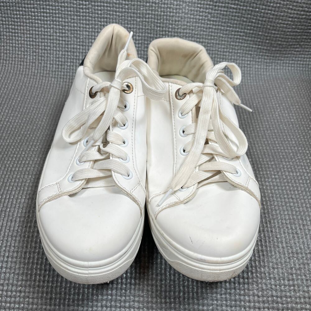 Madden Girl Sneakers Shoes Womens Size 9‎ White Vegan Leather Lace Up Casual - Picture 2 of 9